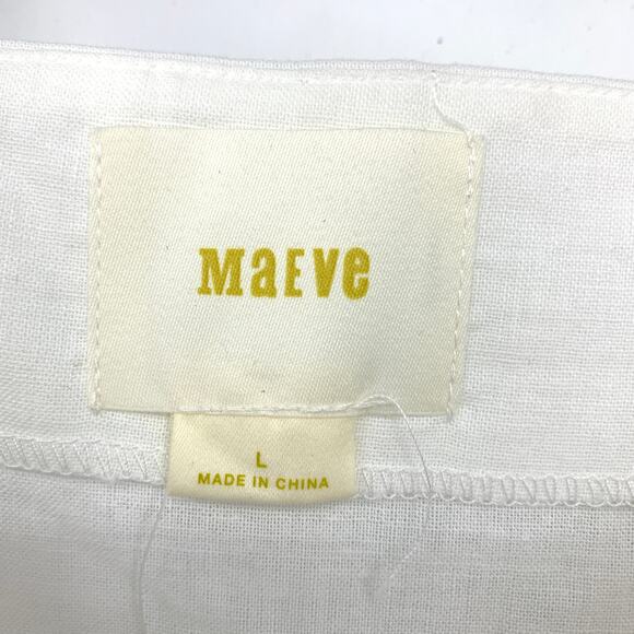 Maeve Anthropologie Linen Blend Smocked Peplum Cami Top Womens Sz Large White - Picture 5 of 7